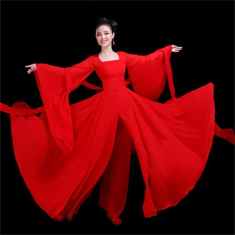 

Chinese classical dance costumes women's elegant and elegant elegant Hanfu wide-sleeved stream fairy skirt performance clothing