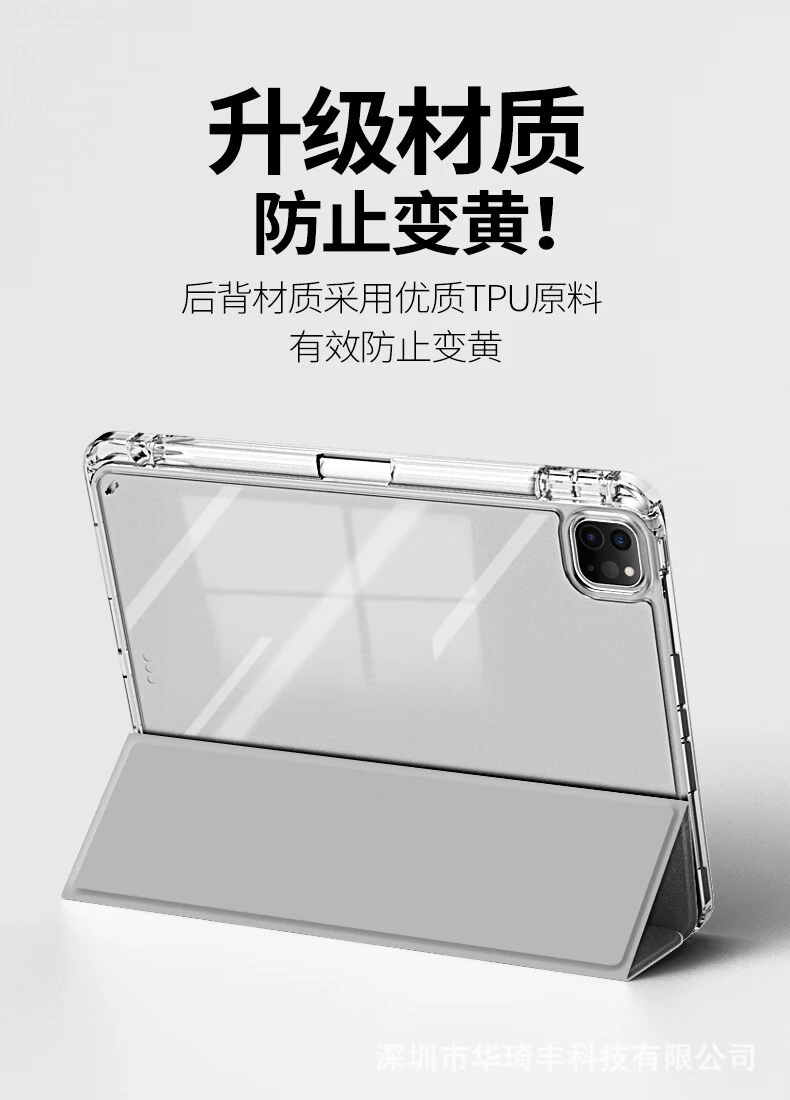 Dreifach Faltbare Acryl-Hülle mit Stifthalter für iPad Air 6 Pro 11 Mini 7 10. Generation – Detail 6