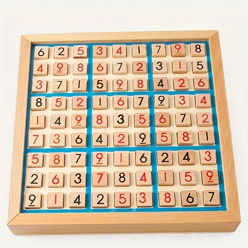 Wooden Sudoku Nine Grid Game Chess Sudoku Puzzle Game For Children\'s Logical Thinking, Puzzle Table Games With Questions