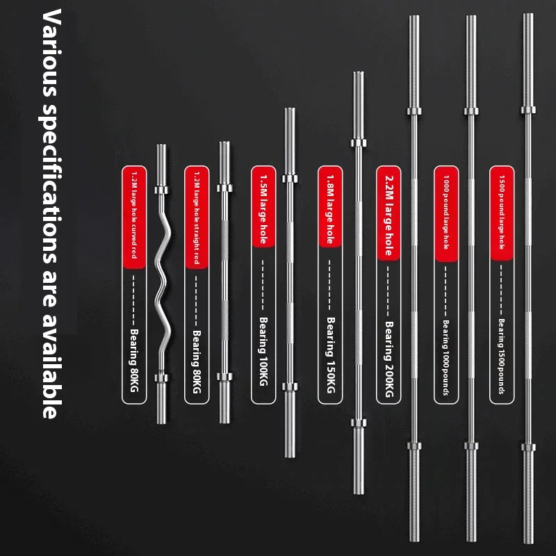 Wholesale Competitive Barbell Bar Long Short Dumbbells Rubber Strength Training Horizontal Push Straight Bar Squat Big Holepromo
