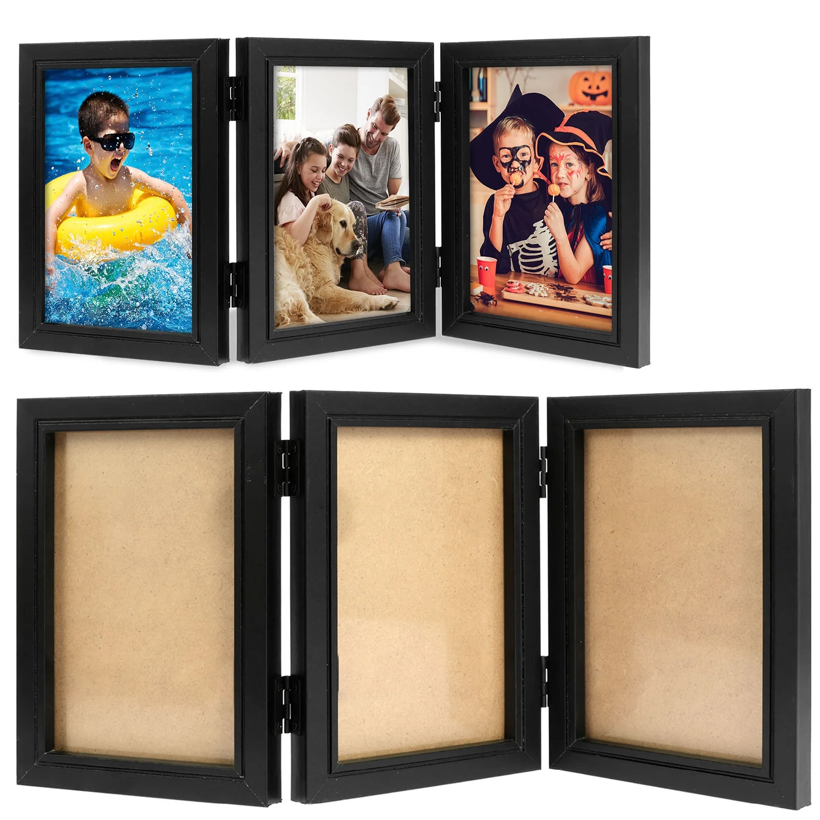 Foldable Hinged Photo Frame Double/Triple Photo Frame Integrated Desktop Album Set 180 ° Vertical Photo Frame HD Photo Gift Fram