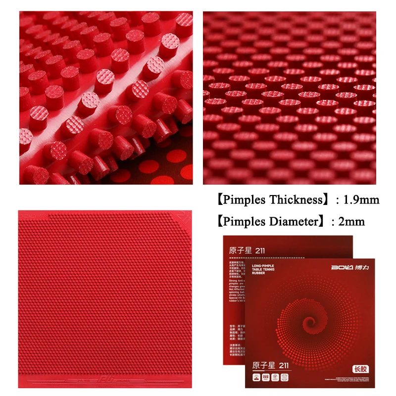 

Atom Star 211 Small Particles Table Tennis Rubber 1.9mm Particles Height Slender Long Pips OX Ping Pong Rubber Erratic & Loops