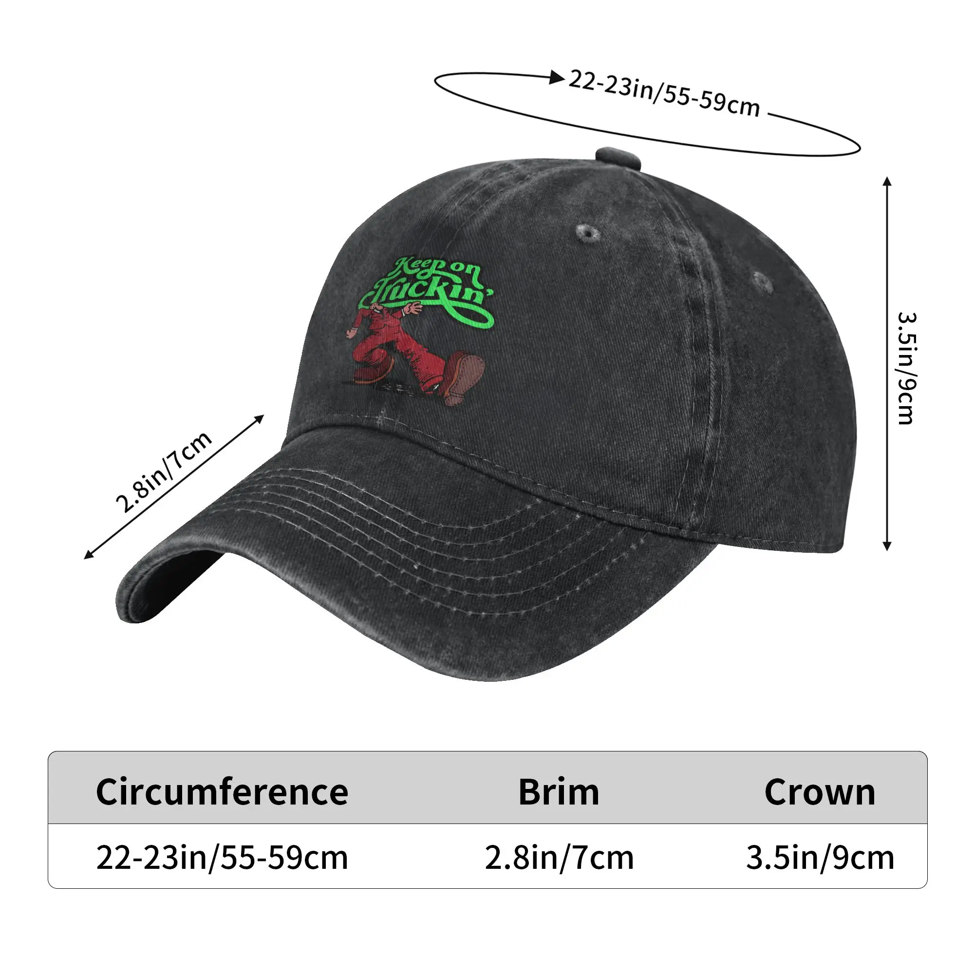 Keep on Trucking Tees Unisex Adults Grey Cartoon Casual Baseball Cap For Women Men Summer Outdoor Gym Hip Hop Hats Baseball Caps