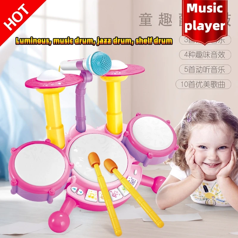 

Drum Set Toddlers Musical Baby Educational Instruments for Toddlers Girl Microphone Learning Activities festival Kids gifts Toys