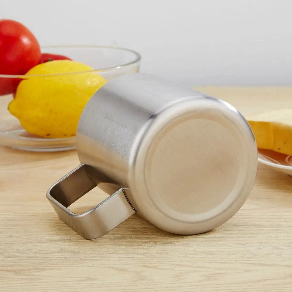 With Lid Stainless Steel Stainless Steel Coffee Mug 330ml Capacity Double Walled Tea Cup Minimalist Shatter Proof Mug Daily Use