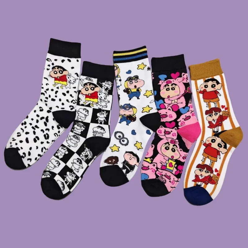 

Crayon ShinChans Pattern Casual Sports Jacquard Socks Cotton Crew Socks for Women Men Couples Trendy Long Streetwear Socks