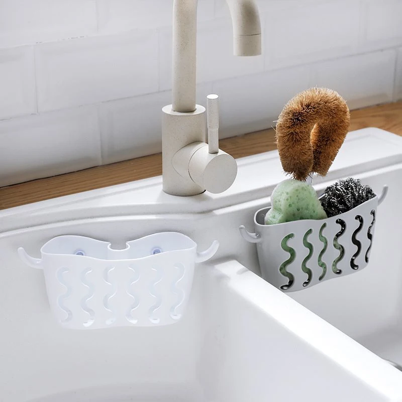 Kitchen Sink Sponge Holder Suction Cup Sink Organizer Rag Drain Rack Bathroom Punch-Free Toothpaste Toothbrush Storage Holder