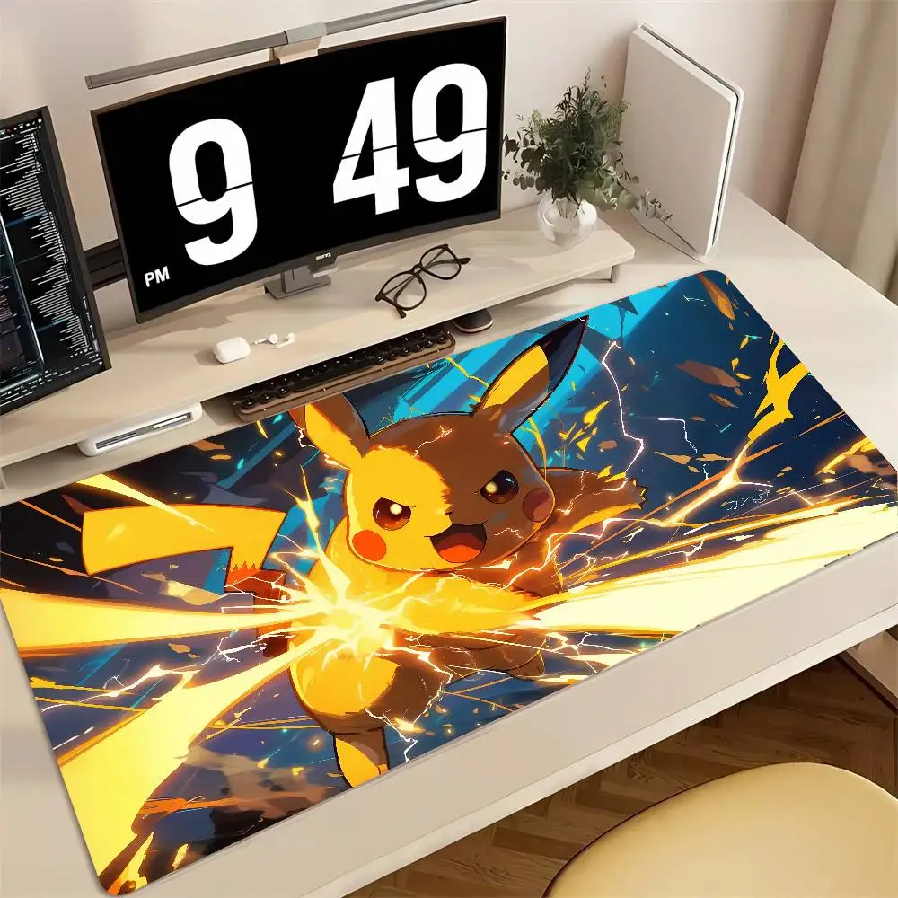 Pokemon Pikachu Gaming-Mauspad Große Gummi-Tastaturunterlage mit 2MM Verstärktem Rand-Design