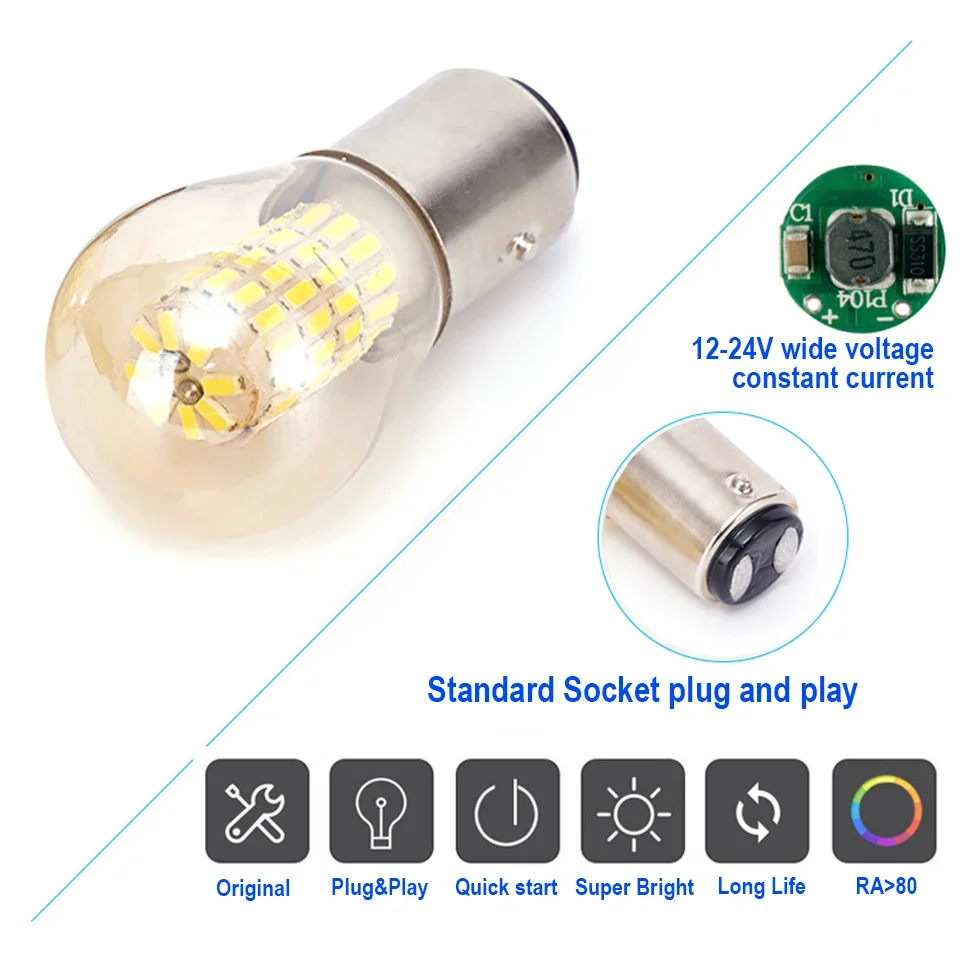 1x Tea Brown Glass P21w Led 1157 1156 Super Bright Car Light Bulb Ba15s Bay15d Sinal Lamp for Auto Turn Reverse Parking 12V 24V