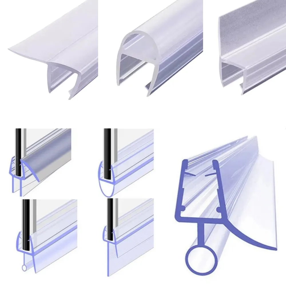 6-12mm PVC Bath Shower Strip Seal for Screens Door Fits Glass Seals Gaps Waterproof Sealing Strip Bathroom Accessories 2Pcs 50cm