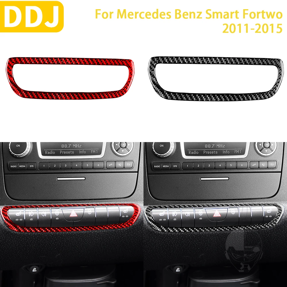 For Benz Smart Fortwo 451 Coupe 2011-2015 Accessories Carbon Fiber Car Interiors Seat Heating Button Frame Trim Sticker