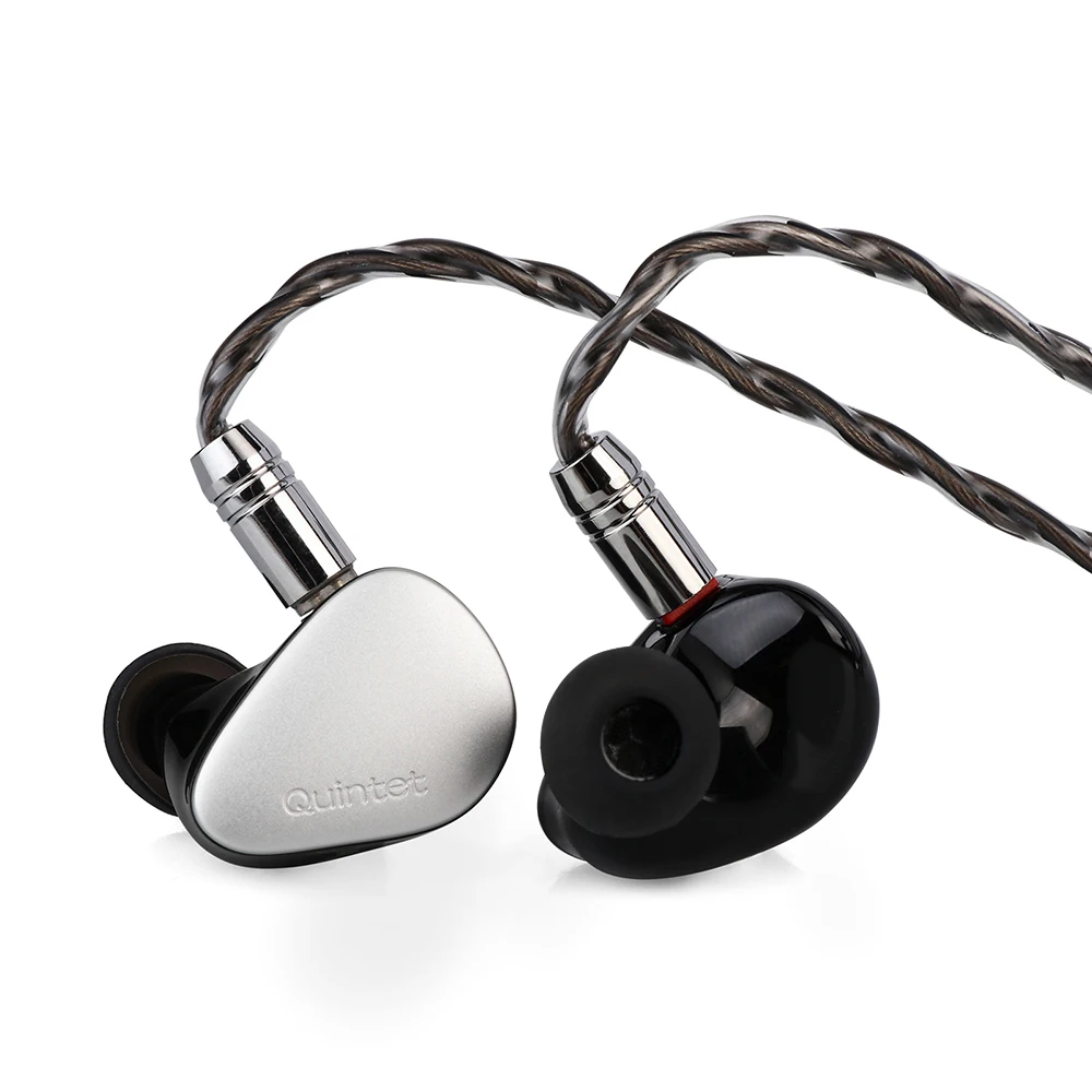 

Kiwi Ears Quintet 1DD + 2BA + 1 Planar + 1 PZT In-Ear Monitor with Detachable Silver-plated Copper Cable for Musician Audiophile