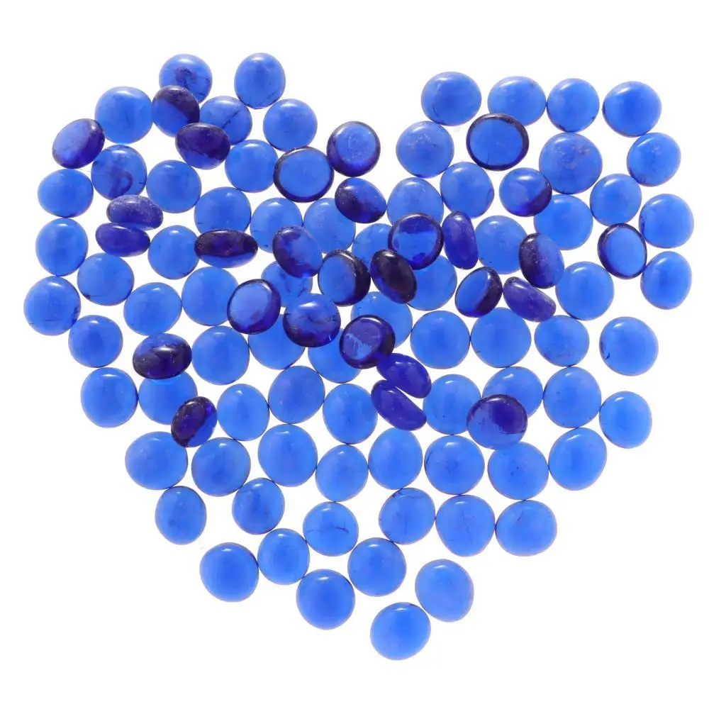 100Pcs Premium Glass Marbles Solid Aquarium Pebbles Vase Filler Crystal Beads Table Scatter Dark Blue