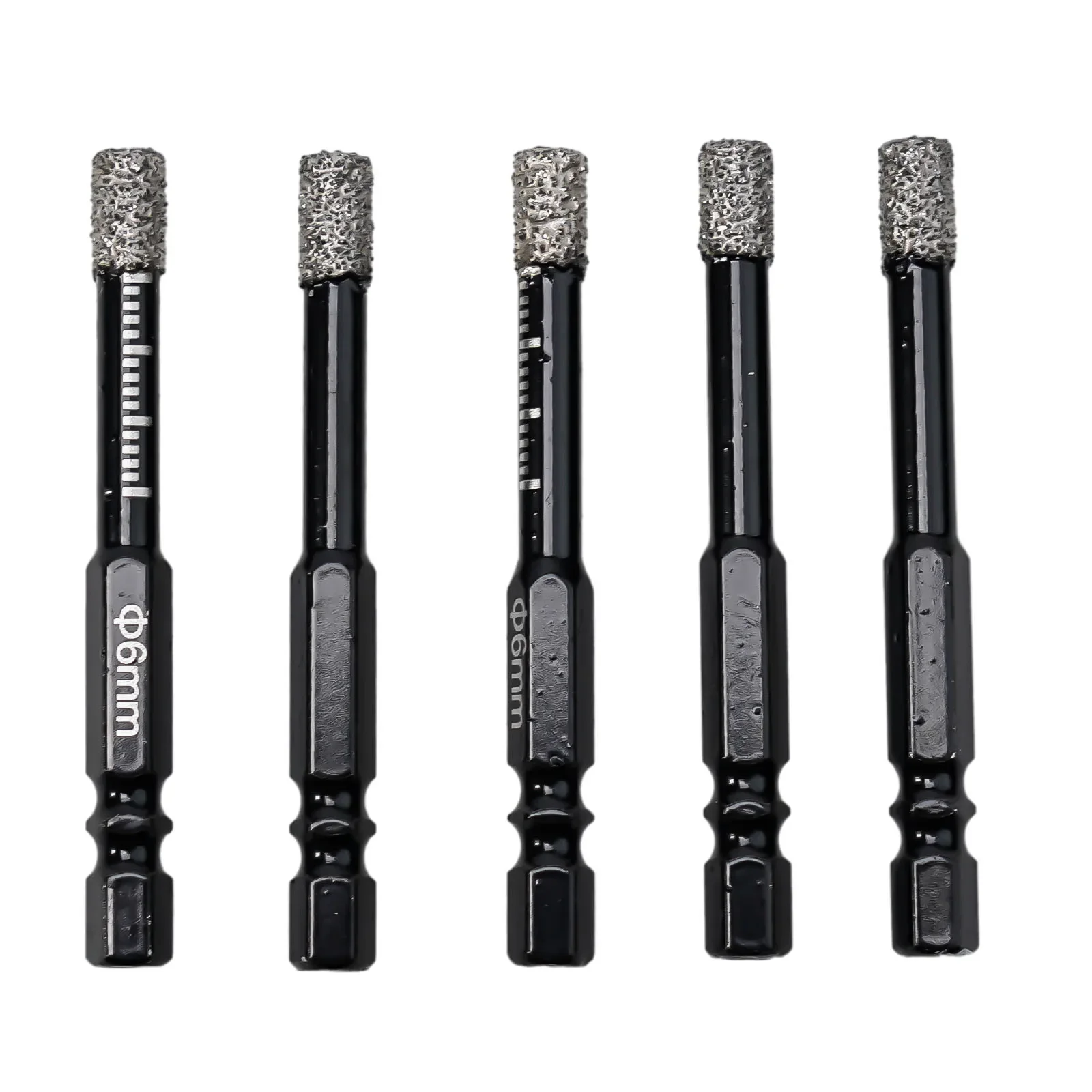 Set Mata Bor Inti 5pcs Vacuum Brazed Emery Hole Saw Kit 6mm/8mm Kering Atau Basah Untuk Ubin Porselen Keramik Marmer Batu Bata Hex Shank
