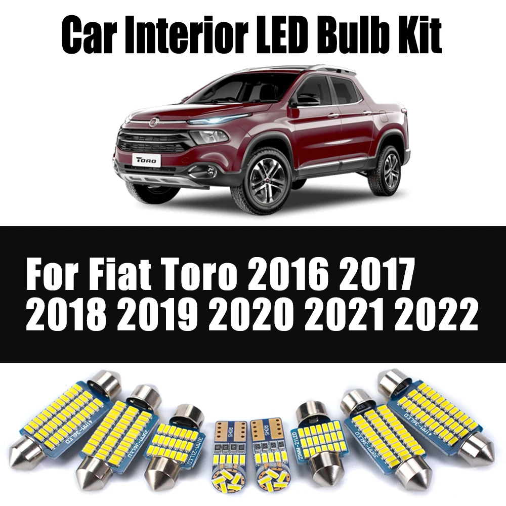 12Pcs Canbus For Fiat Toro 2016- 2020 2021 2022 LED Interior Reading Map Dome Trunk Light Number Plate Bulb Kit Car Accessories