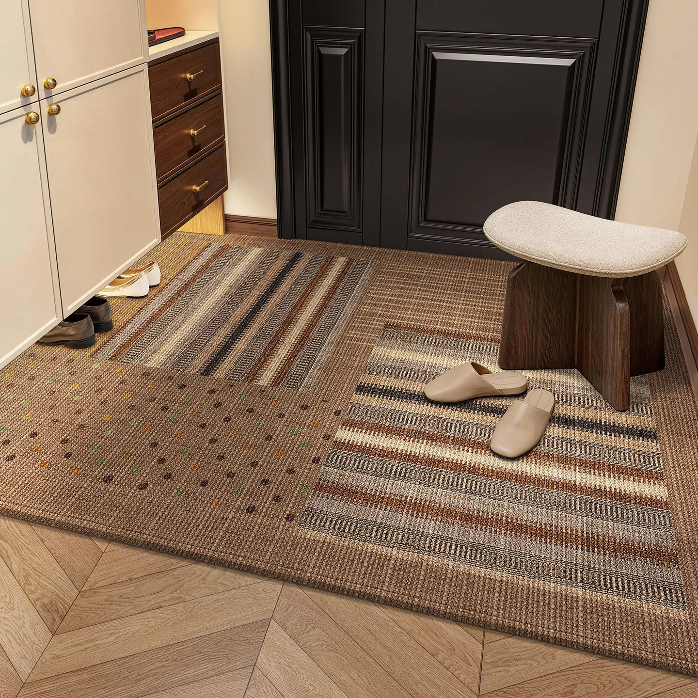 New door floor mat light luxury high-end indoor door floor mat wear-resistant dirt-resistant  easy to take care of ring velvet