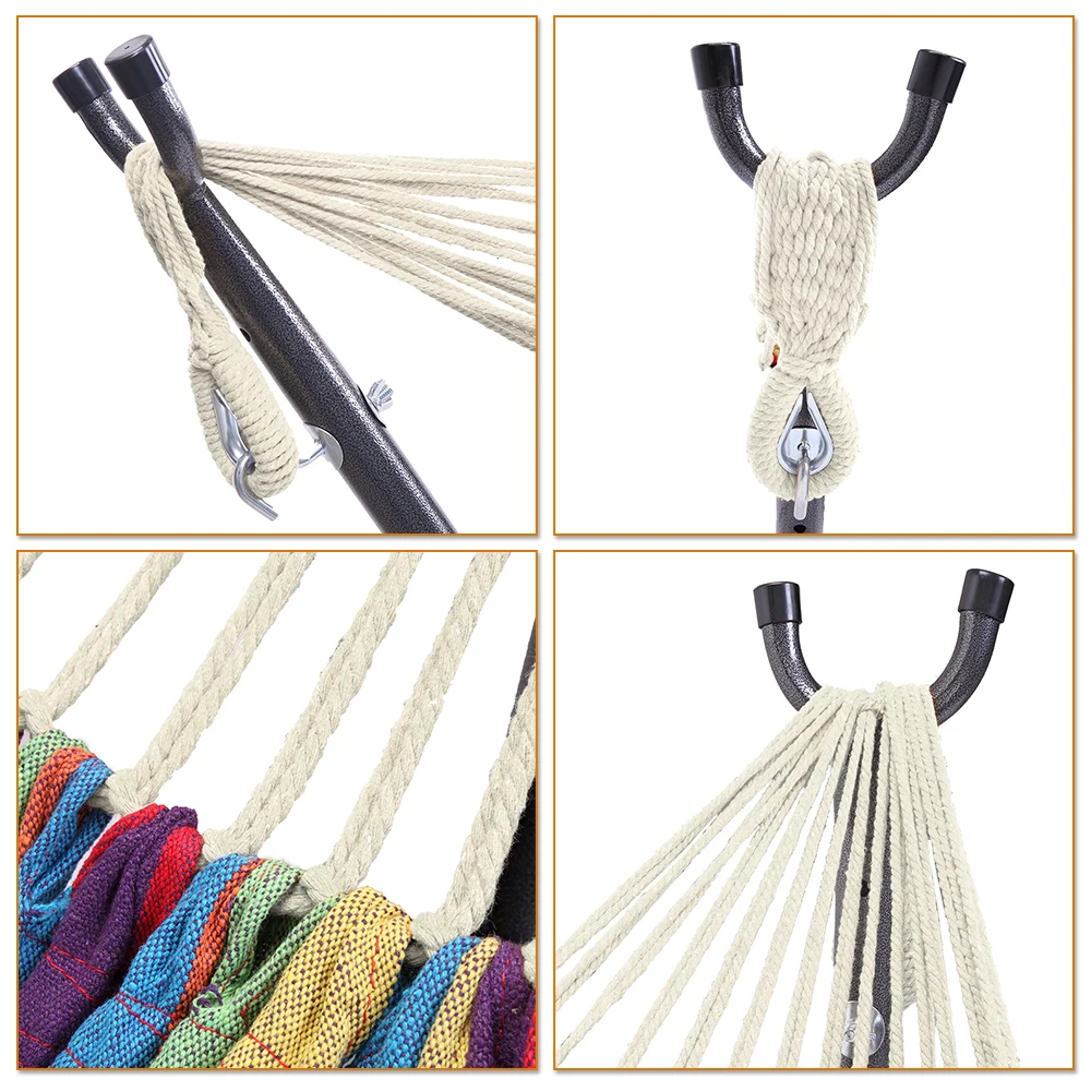 Hammock Set Contain Hammock Frame Small Color Bar Hammock Natural Rope Easy to Hang and Assembly[US-Stock]