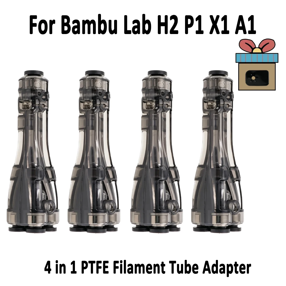 

Адаптер для трубок с филаментом PTFE 4-в-1 для 3D-принтеров Bambu Lab H2, P1, X1, A1, с чистящей подушечкой для филамента, совместимый с различными материалами, без засоров