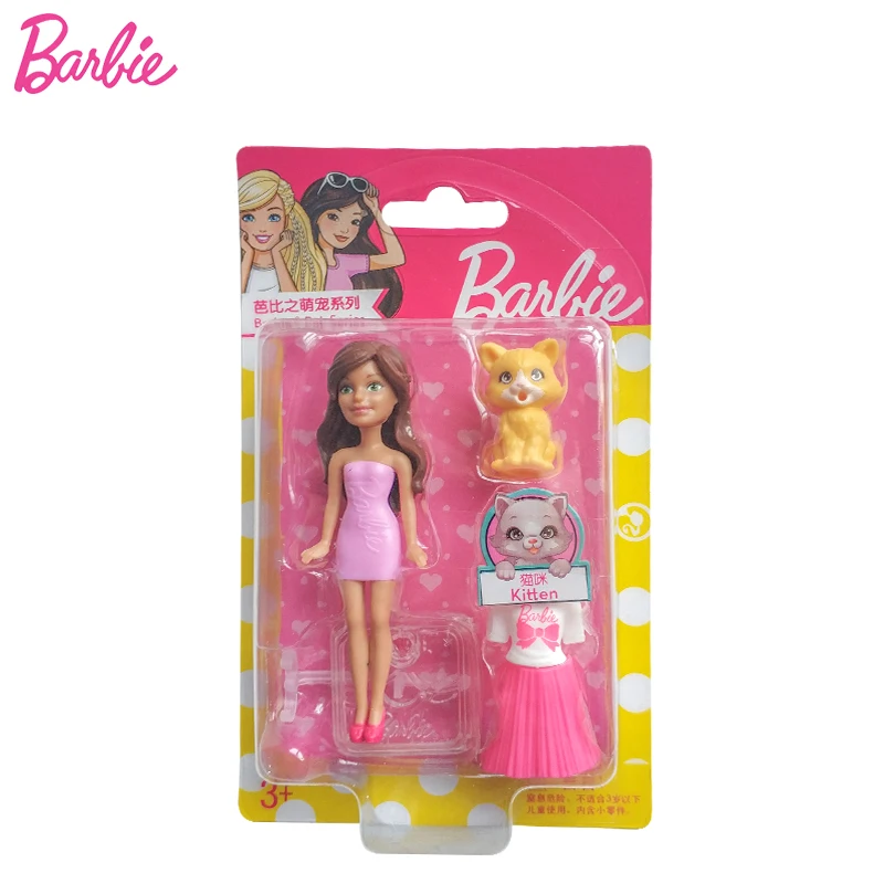 Original Mattel Mini Barbie Doll Pet Series Toys for Girls Princess Dolls Clothes Accessories 10cm Boneca Children Birthday Gift