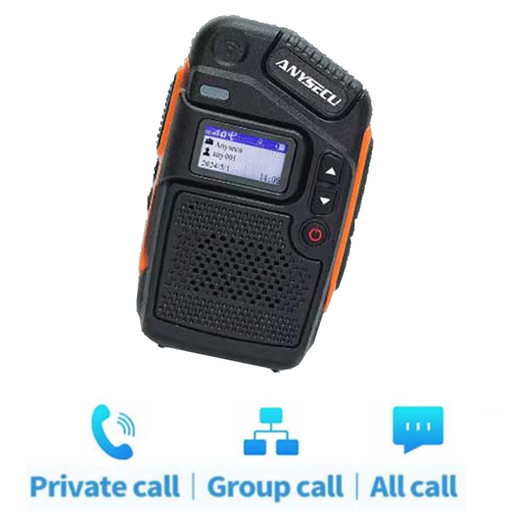 Anysecu C200 4G เครือข่ายวิทยุ Real-ptt Long Talk ระยะทาง RTOS ระบบ Type-C ชาร์จ GPS Mini POC Walkie Talkie