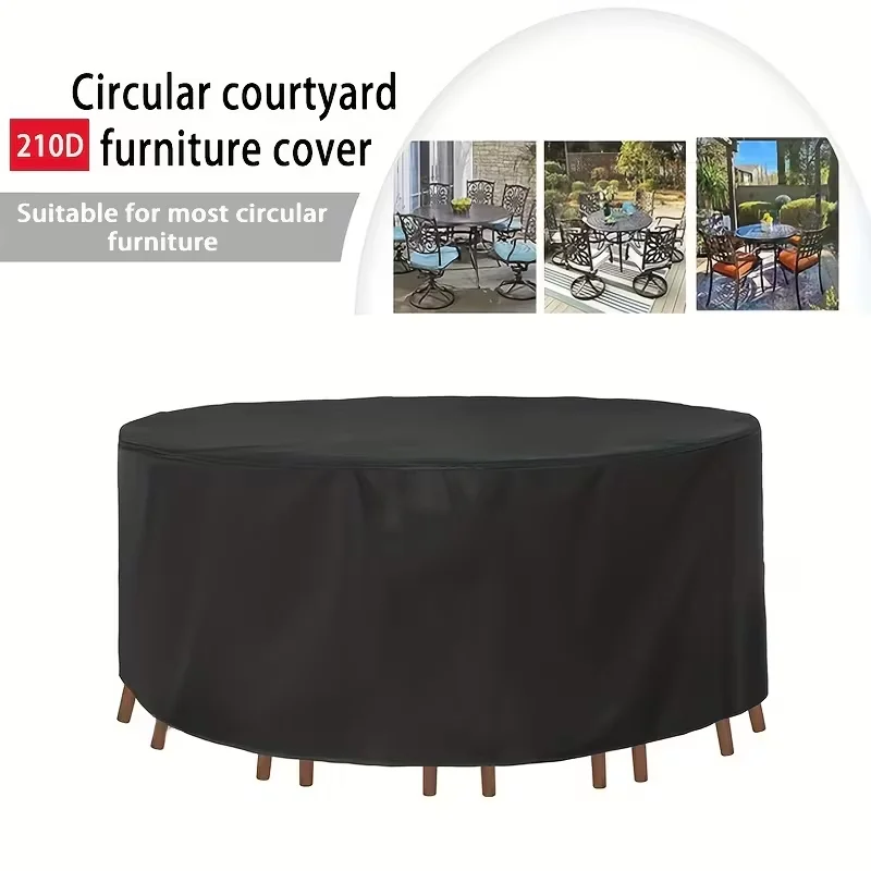 

Круглый чехол для уличной мебели, чехол для круглого стола и стульев, водонепроницаемый, пыленепроницаемый и устойчивый к выцветанию чехол для улицы.
