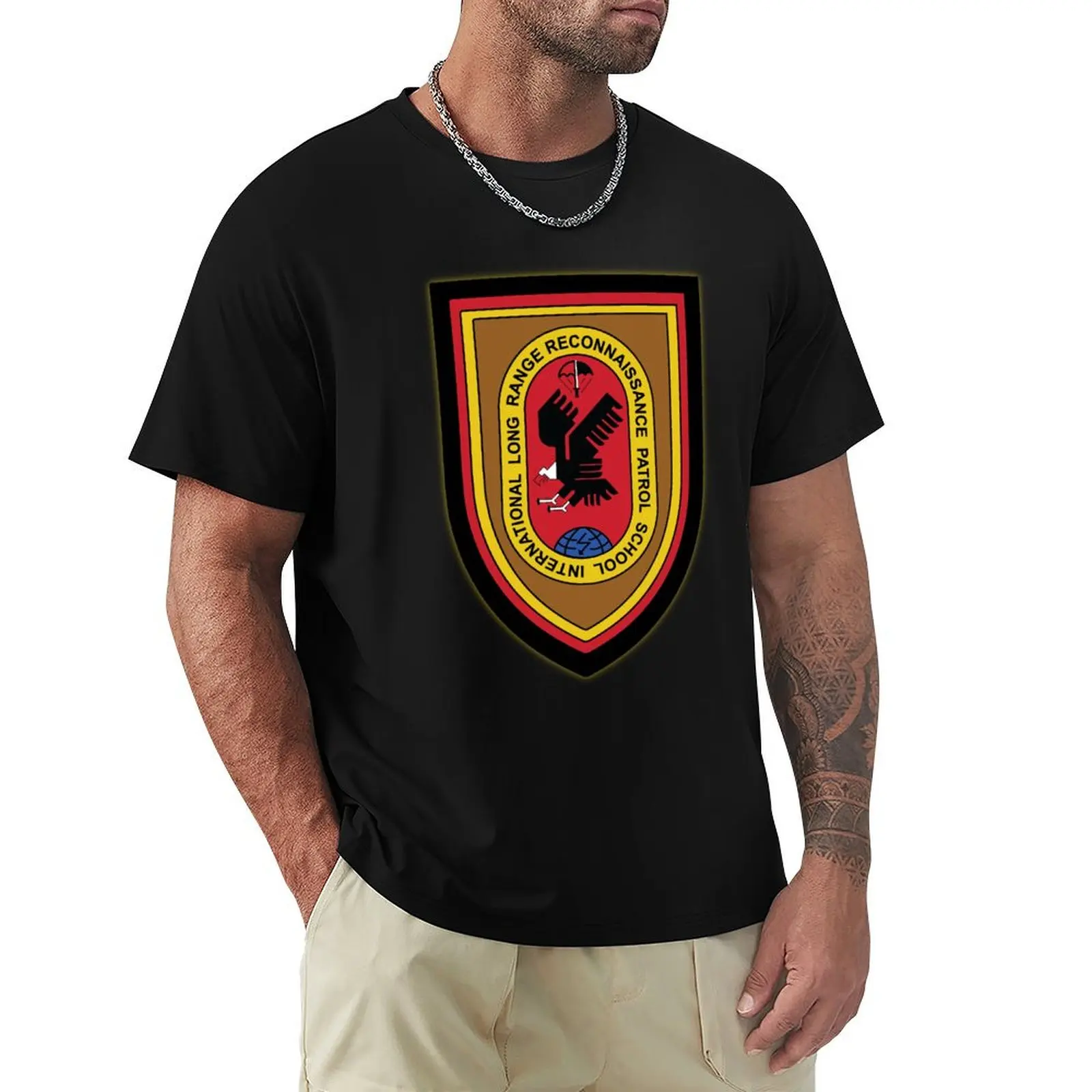 ILRRPS - International Long Range Reconnaissance Patrol School (Black Background) T-Shirt Soft Stretch Short Sleeve Top