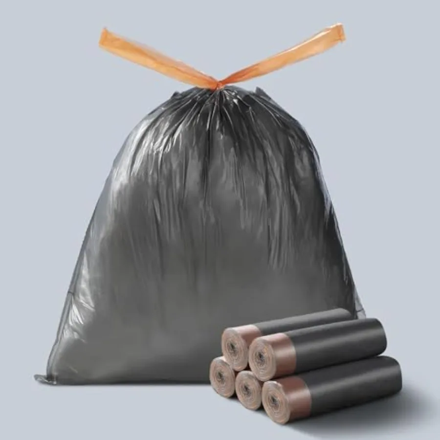 

Small Trash Bags with Drawstring, -4 Bathroom Garbage Bags, 15 L Black Waste Basket Liners for Bedroom, Office, Pet and Diaper