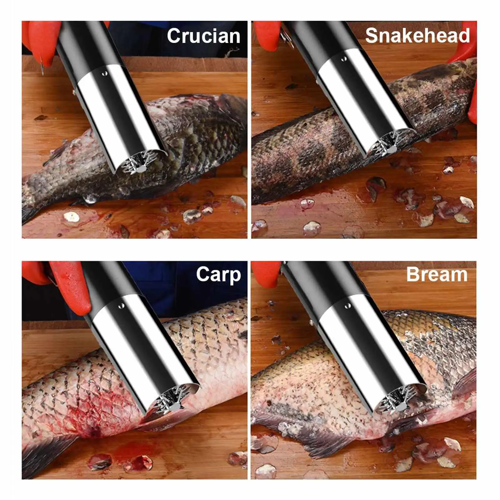 Electric Fish Scaler Stainless Steel Descaler Remover Cleaner Tool for Crucian Carp Snakehead Seafood Kitchen Use