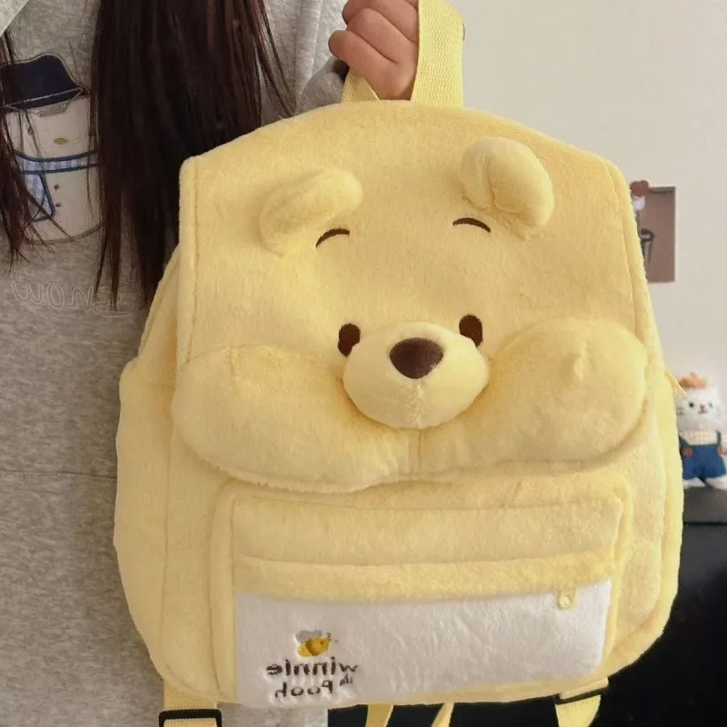 ديزني جديد لطيف الكرتون الأصفر ويني الدب أفخم حقيبة الظهر كلية نمط حقيبة مدرسية خفيفة ركاب على ظهره #4