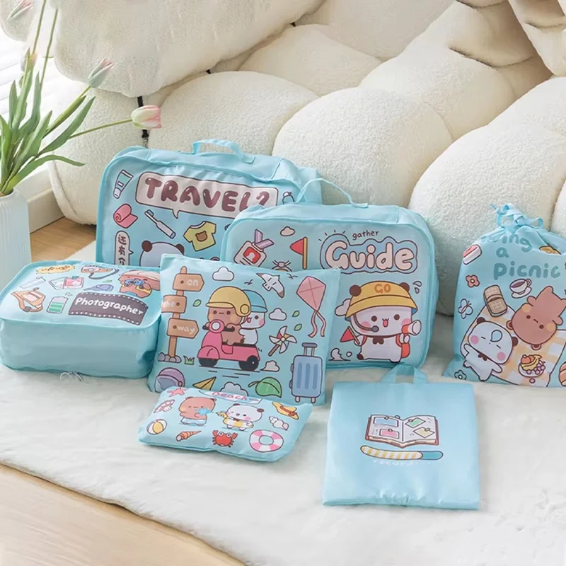 

Official Original Panda Bubu And Yier Travel Storage Bag 7 Piece Set , Cute Panda Bubu And Dudu Luggage Storage Bag Storage Bag