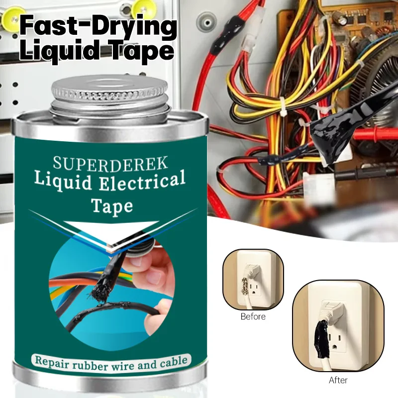 

Liquid Electrical Tape Fast Dry Waterproof Insulation Paste Fix Line Glue Wire Cable Coat Repair Sealant Home Use Seale