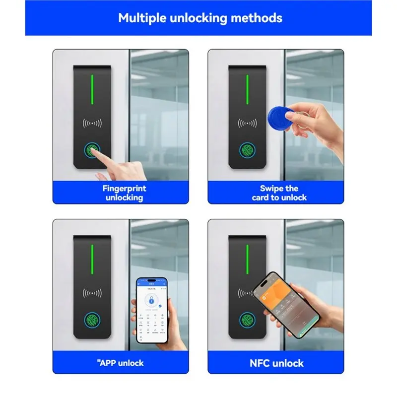 B23B AN90F Ttlock IP67 Waterproof Door Opener Access Control APP Bluetooth Fingerprint Card Swipe Normally Open Mode