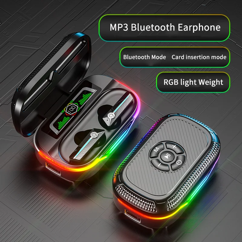 

In Ear Style Bluetooth Earphone Support TF Card RGB light Effect Wide Compatible Bluetooth 5.3 Long Battery Life Headphone