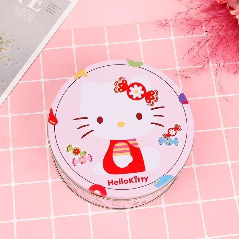 

Kawaii Hello Kitty Round Multi Style Lron Box Tinplate Wedding Candy Toy Jewelny Storage Box Cute Women Accessories Wholesale