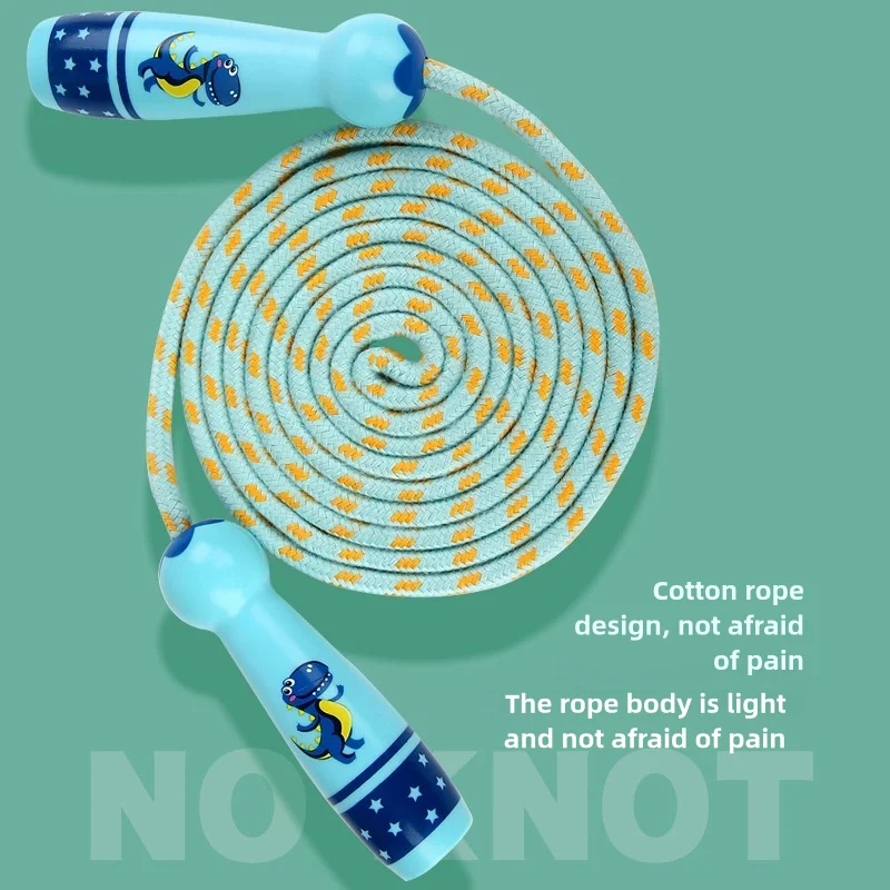 เด็กปรับผ้าฝ้ายกระโดดเชือกกีฬาฟิตเนสน่ารักการ์ตูนข้ามจับ Fillet Design กีฬากลางแจ้งของเล่น