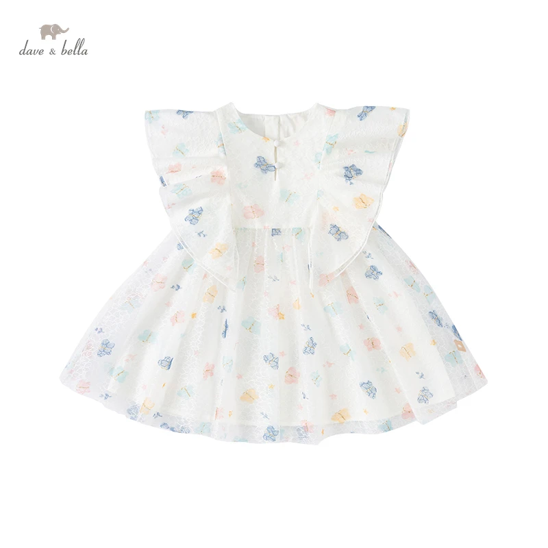 DB2221332 dave bella summer baby girls cute print dress fashion party dress kids girl infant lolita clothes