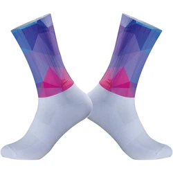 2024 Aero Cycling Anti Slip Silicone Seamless Pro Team Socks Breathable Socks Outdoor Running Sport Champion Rainbow Bike socks