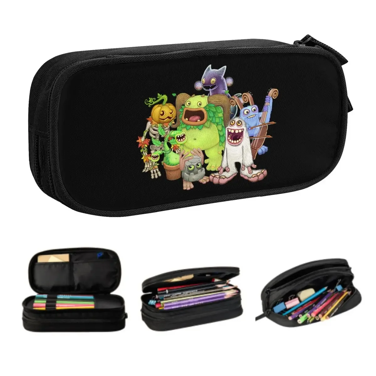 Custom Cute Classic Video Game My Singing Monsters Pencil Cases for Girls Boys Large Storage Pencil Bag School Accessories
