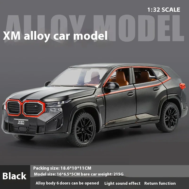 سبيكة معدنية دييكاست نموذج سيارة ، BMW XM سيارة سيارات رياضية للطرق الوعرة ، صوت وإضاءة ، مجموعة داخلية ، هدية زخرفية لصندوق Firend