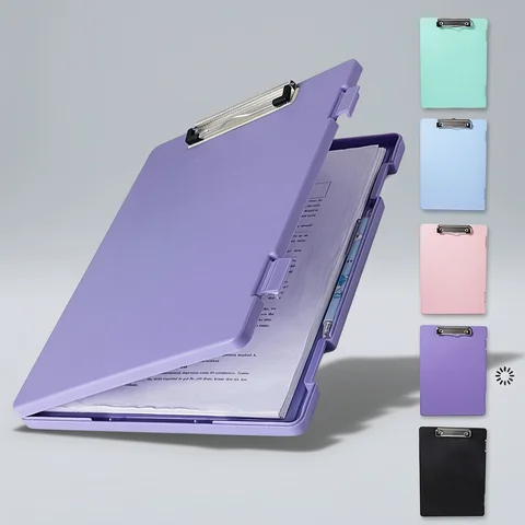 Portable A4 Nursing Clip File Plastic File Box Clipboard with Storage File Box Organizer Folder