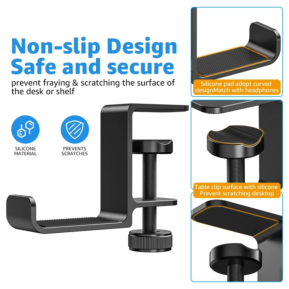 Headphone hanger Multi functional aluminum alloy headphone stand portable desktop punching free bag hanging rack