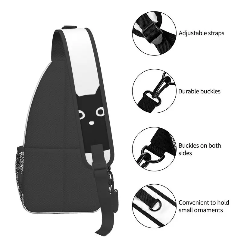 Mochila de viaje personalizada con Gato Negro para hombre, bolso de hombro, bandolera de pecho, mochila de día