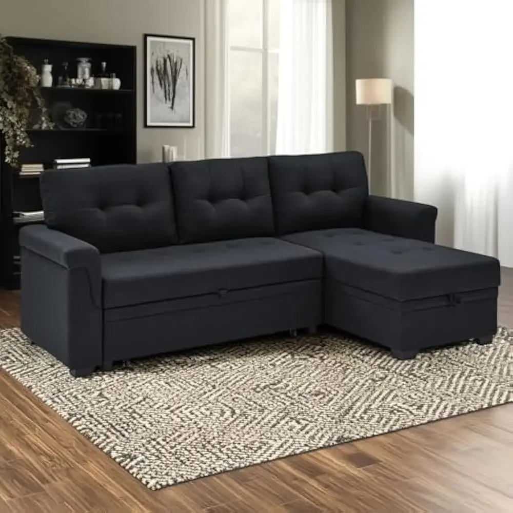 

86 INCH Living Room Sofas, Reversible Sleeper Sectional Sofa with Pull Out Couch Bed , Convertible L Shaped Corner Sofa