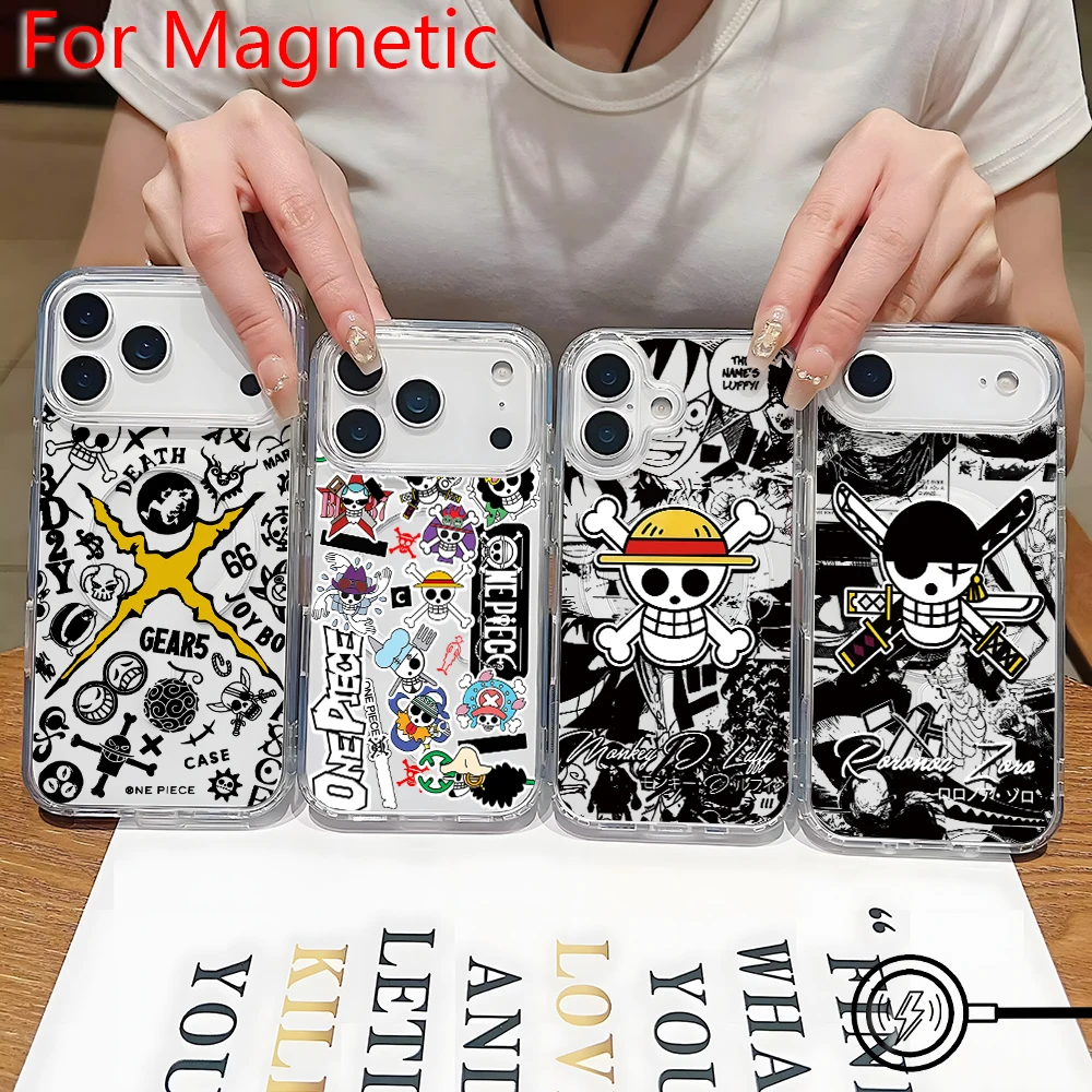 Anime Ones Pieces Magnetic Phone Case for iPhone 18 17 16 15 14 13 12 11 8 7 Air Plus Pro Max X XR XSMax Soft Clear Tpu Cover