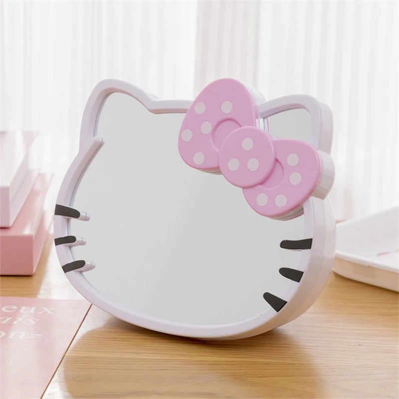 Sanrio Hello Kitty Makeup Mirror Kawaii Storage Rack Makeup Sundries Storage Cartoon Mirror Girls Gift