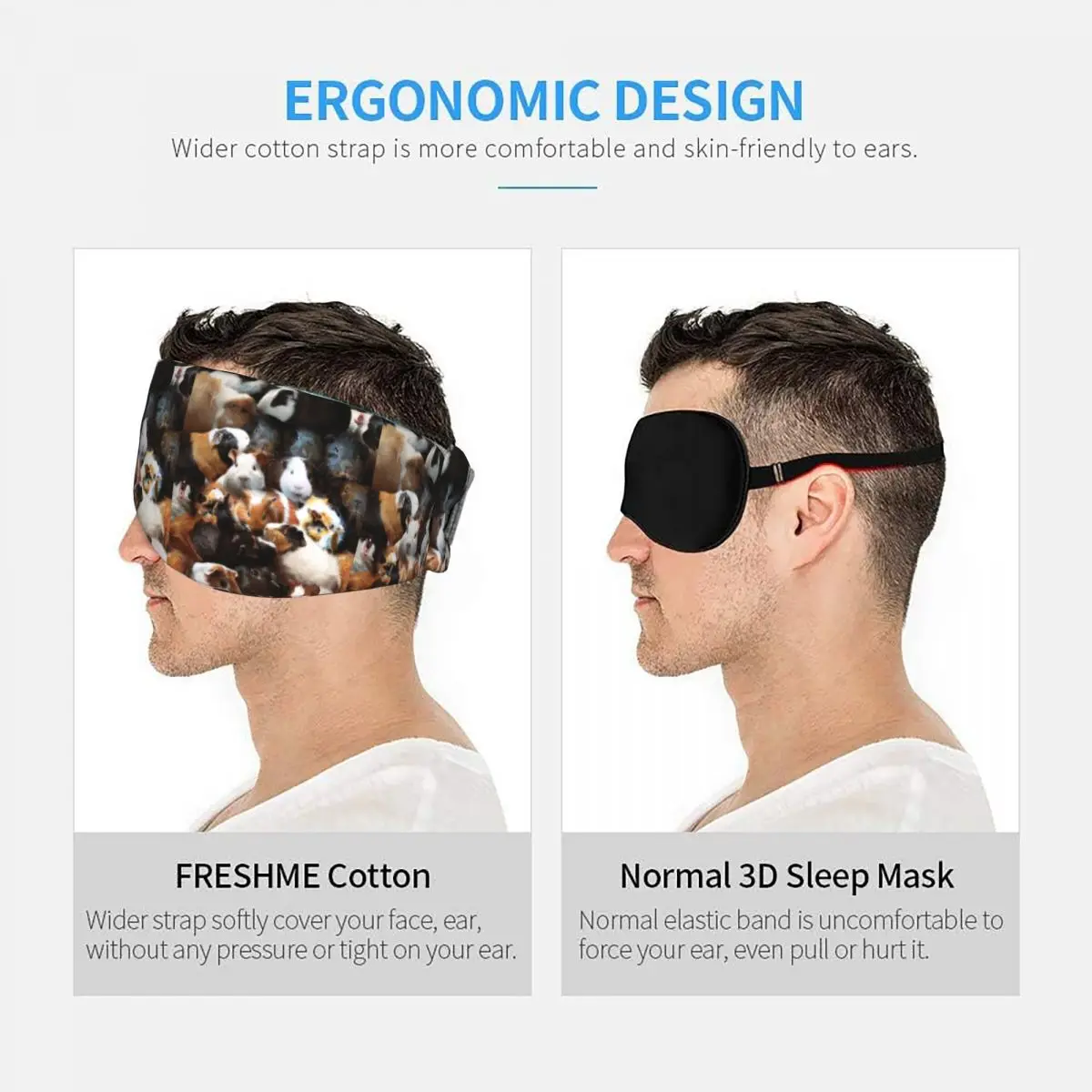 Guinea Pigs sleep mask Light Blocking Portable Eye Cover for Girls Boys Office Nap Party Gift Eyeshade eyepatch view 5