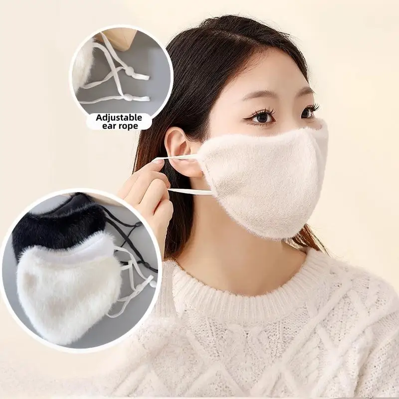 

Winter Warm Face Mask Plush Windproof Sunscreen Cycling Mask Cold-resistant Breathable Mask For Outdoor