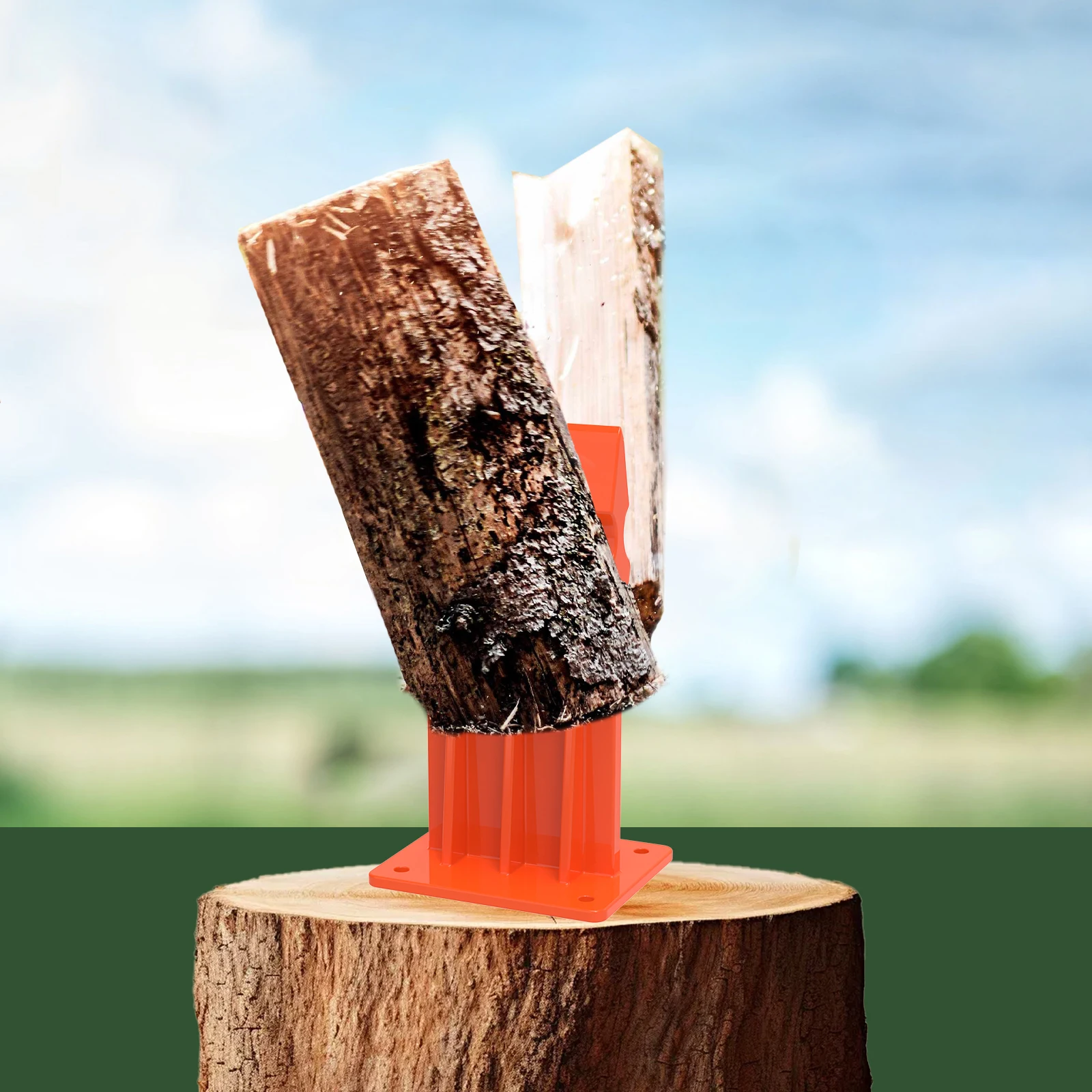 Manual Log Splitter Portable Wood Kindling Splitting Tool Carbon Steel Wood Splitting Stand for Fireplace Outdoor Camping