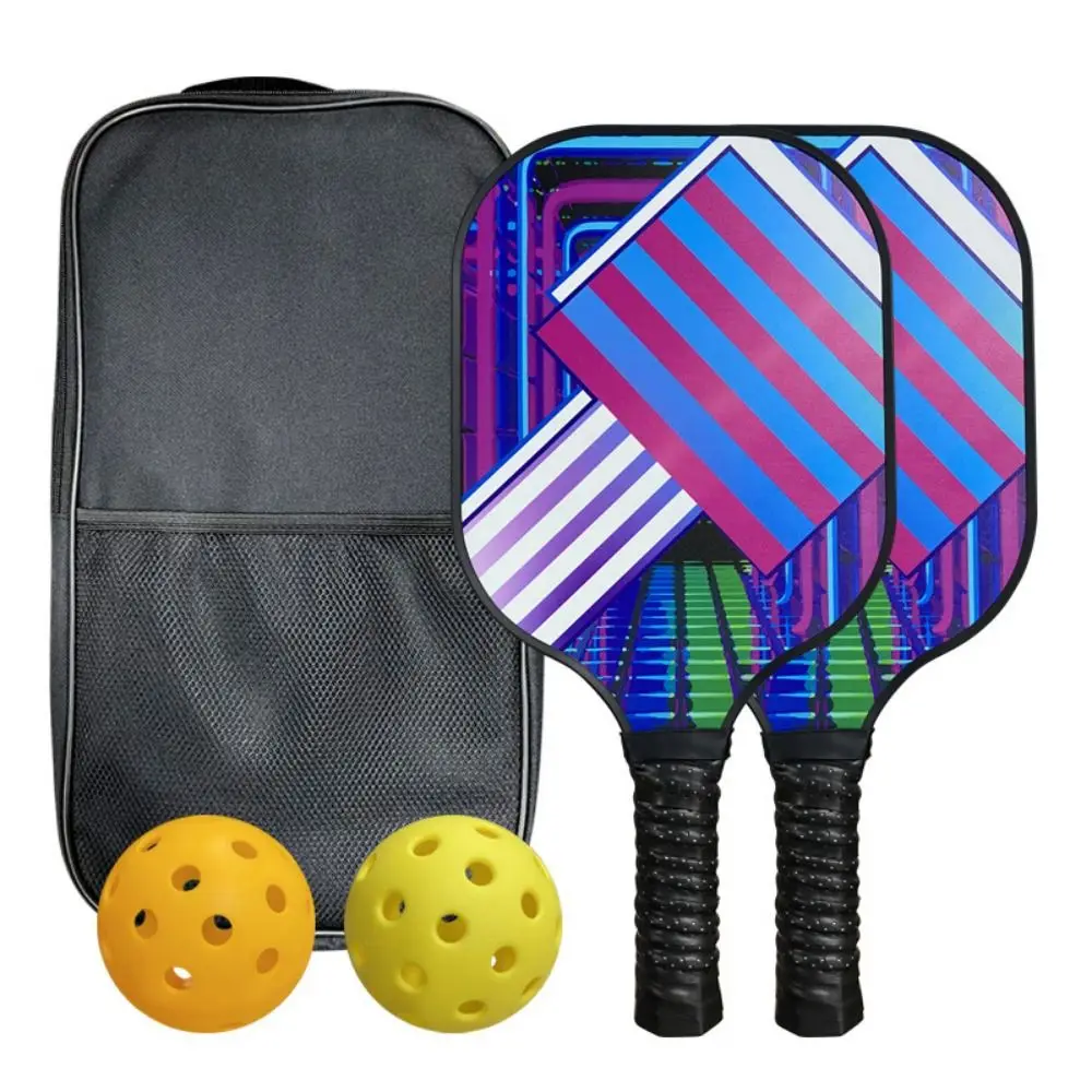 Fiberglass Surface Pickleball Paddle Set Multi-Pattern with Carry Bag Pickleball Balls Set Lightweight Portable