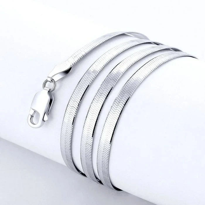 Noble 925 Sterling Silver fine 4MM Blade Flat Chain Necklace for Women Men Luxury wedding party Jewelry  Holiday gifts